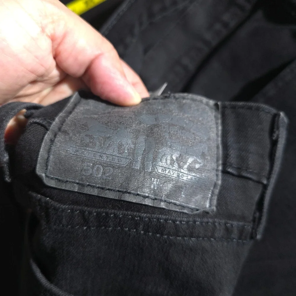 Levis 502 Regular Taper Jeans Mens 42x34 Black 59684 Denim Pants Solid Cowboys